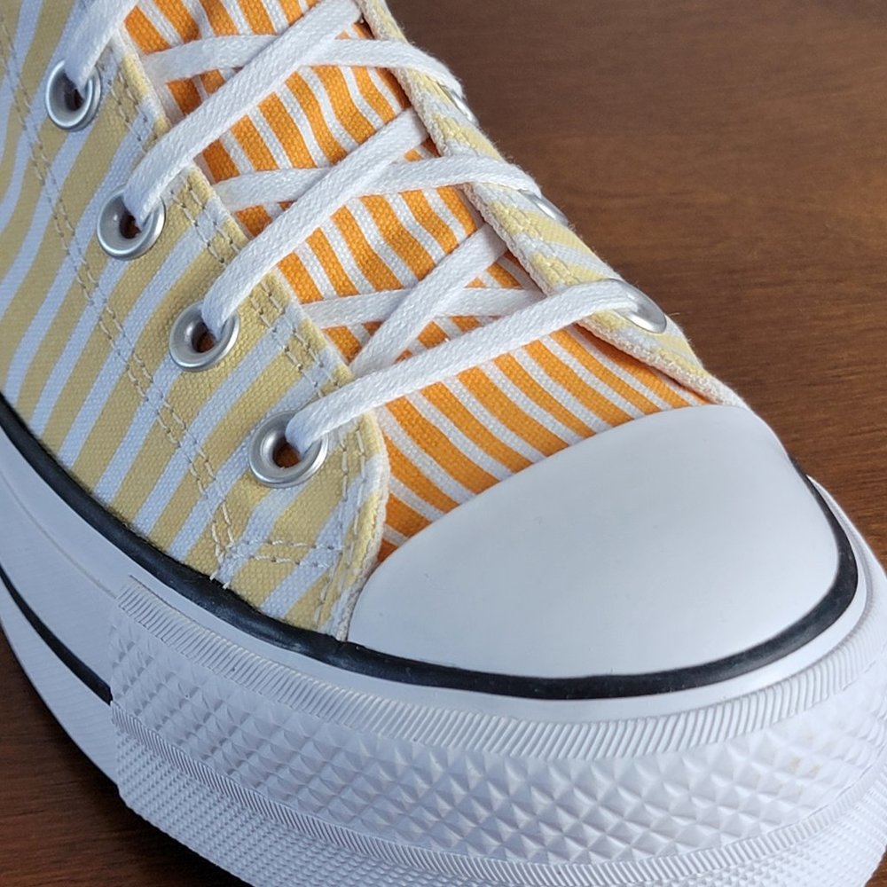 Converse Women's CTAS Lift Hi Striped A03298C White/Cyber Mango/Light Curry SZ 6 - Picture 7 of 8